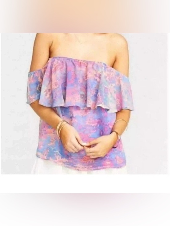 Show Me Your MuMu Tops - Show Me Your Mumu Women’s Off Shoulder Watercolor Floral Chiquita Top Size XS